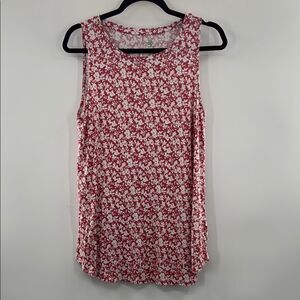 3for$20 Dip Burgundy and White Floral Sleeveless Tank Top